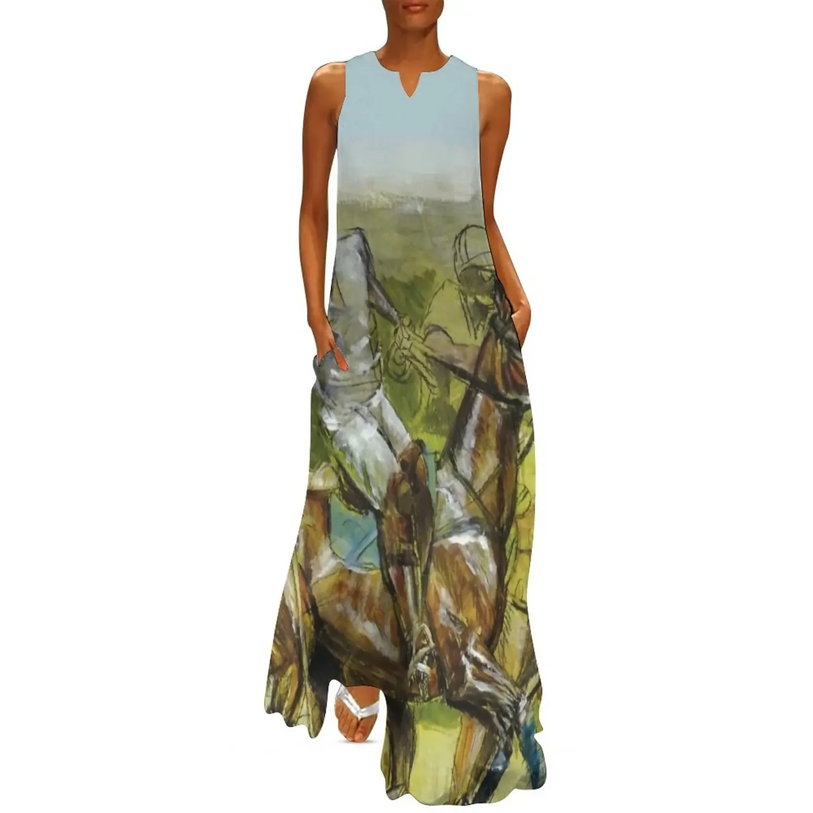 

Polo players on green field Long Dress dresses for official occasions Womens dresses Dress