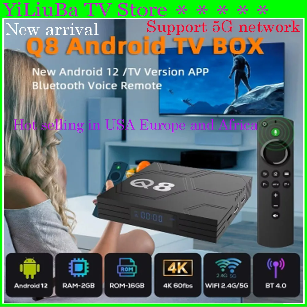 

[Genuine] Q8 2024 Newest Android 12 8K TV Box with BT&Voice Remote Control 4K UHD Support 5G Global Version Hot in USA UK Africa