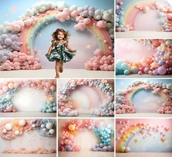 Mehofond Photography Background Rainbow Balloon Clouds Glitter Stars Girls Birthday Party Cake Samsh Decor Backdrop Photo Studio