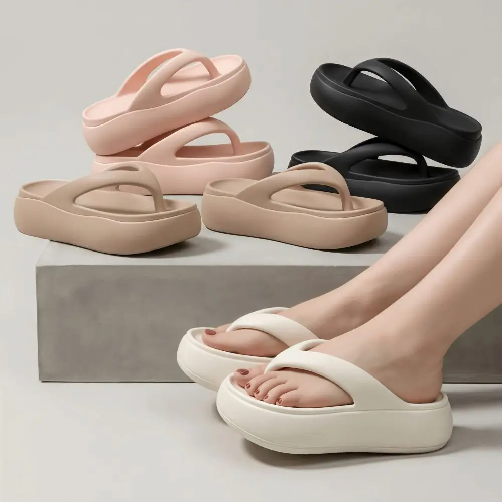 Height-increasing Platform Slippers Non-slip Soft Sole Beach Sandals 5CM EVA Lightweight Women's Flip Flops Indoor Outdoor