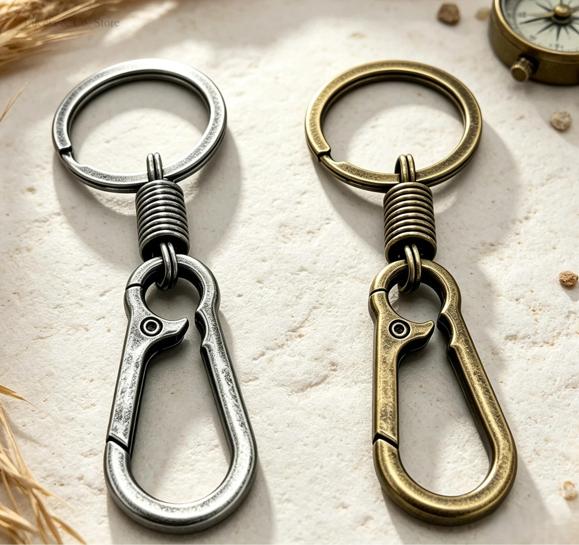 2PCS Stainless Steel Spring Snap Hook Keychain Rugged Carabiner Clip Key Ring Organizer Pendant Charm Practical Gift for Men