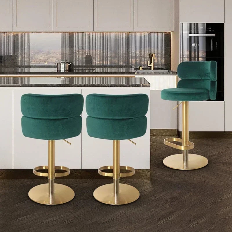 Silla de Bar de diseño nórdico para el desayuno, mueble de salón de lujo con elevación ajustable, suave, color blanco