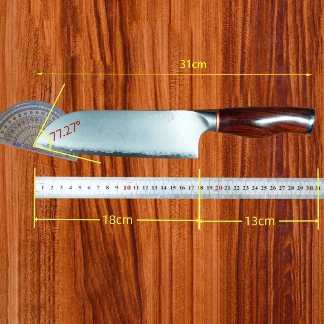 7 Inch Santoku Knife Powder High-Speed Steel Blade Wood Handle Chef Slicing Vegetable Cleaver Meat Handmade Forged Kitchen Knife