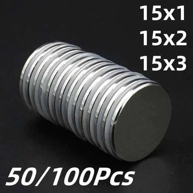 50/100Pcs 15x1mm 15x2mm 15x3mm Small Round Neodymium Magnet Super Strong Powerful Fridge NdFeB Magnets Disc Imanes