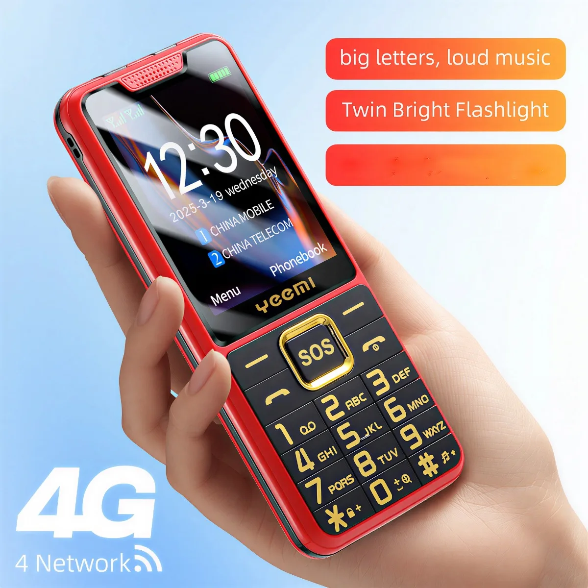 4G Senior Big Button Backup Cell Phone SOS Key Loud Speaker Dual SIM Large Battery Long Standby Simple Life Elderly Phone Cheap