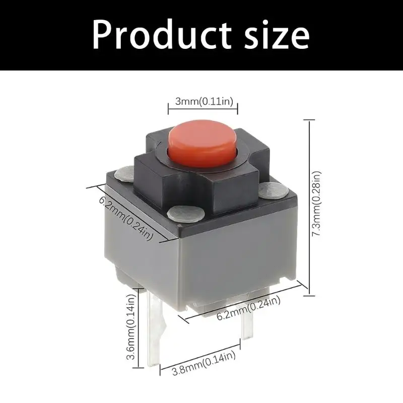 Quiet Two-Pin Through-Hole Push Button Switches, 10-Piece Solder-Mount Set for Circuit Board Repairs, Remote Devices, D2RD
