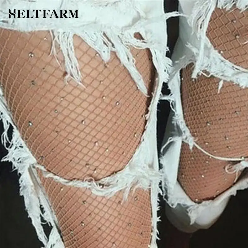 Tights Pantyhose Party FashioneFishnet ถุงน่อง1Pcs ผู้หญิงพลอยคริสตัล Fishnet สุทธิถุงน่องตาข่ายถุงน่อง