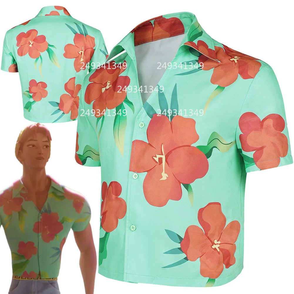 

Abby Saja Boys Cosplay Costume Floral Printing Short Shirt For Man Anime Movie Role Play Dress Up Tops Stage Performance Clothes