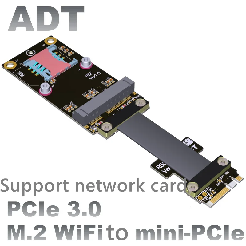 

M.2 WiFi interface A. E key wireless network card extension cable adapter to mini-pcie mPCIe PCIe 3.0x1 gen3 8G/bps