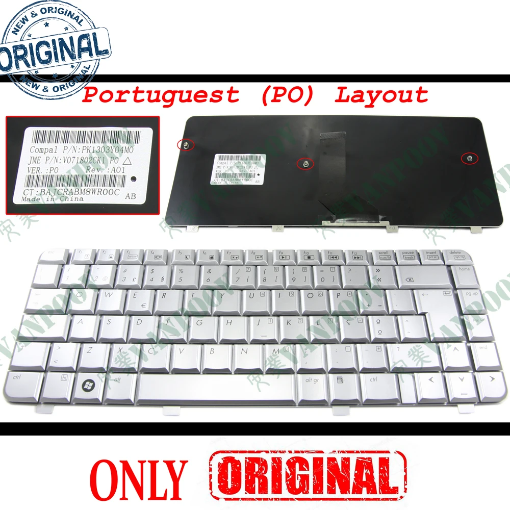 Portuguese PO Notebook Laptop Keyboard for HP Pavilion dv4 dv4-1000 dv4-1300 -1400 -1500 -2000 Silver key V071802CK1 Brazil BR
