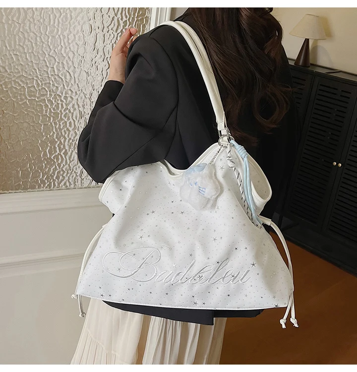 Y2k Fashion Letter Printing Pattern Shoulder Bag for Women 2026 Sweet Girls Vintage Casual Tote Bag Handbags Large Capacity Bag