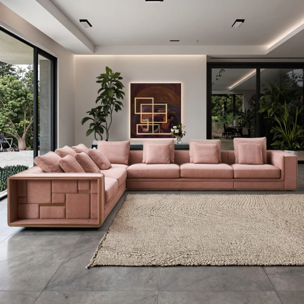 Italian high-end living room sofa furniture modern villa combination sofa L-shaped sofa set