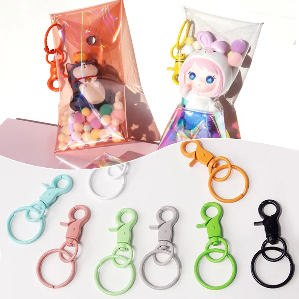 Key Buckle Candy Color Spring Leychain With Snap Ring Cute Keychain Flat Ring Fashion Alloy Keychain Pendant Keyaccessories