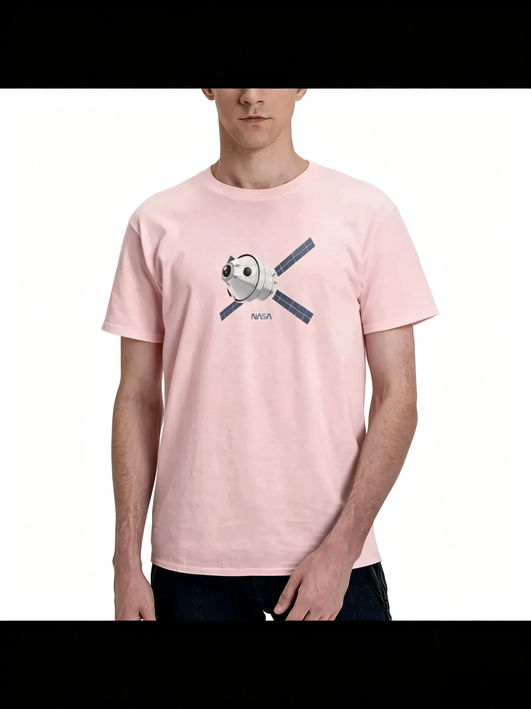 Space Satellite Graphic T‑Shirt Unisex Short‑Sleeve Casual Top Aerospace Exploration Print Street‑Style Wear For Space Lovers