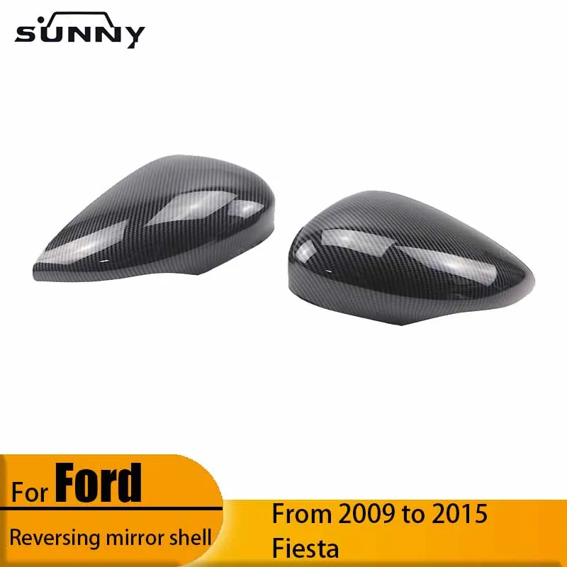 

Suitable for 2009-2015 Ford Fiesta Bright black carbon pattern mirror shell reversing rear view mirror shell rear shell top cove