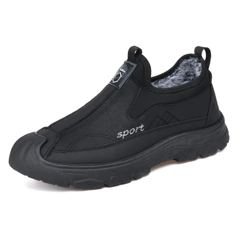 Men's Casual Cotton Boots with One Foot Added Velvet and Thick Dad Warm Men's Shoes Cotton Shoes for Men in Winter