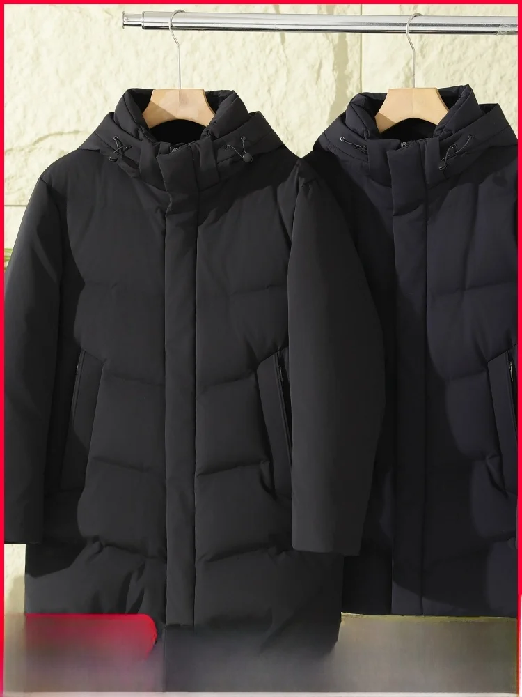 

Высококачественная мужская пуховая куртка для активного отдыха, ветрозащитная, водоотталкивающая, с наполнителем из 90% пуха, средней длины, модная, городская, стильная, на молнии