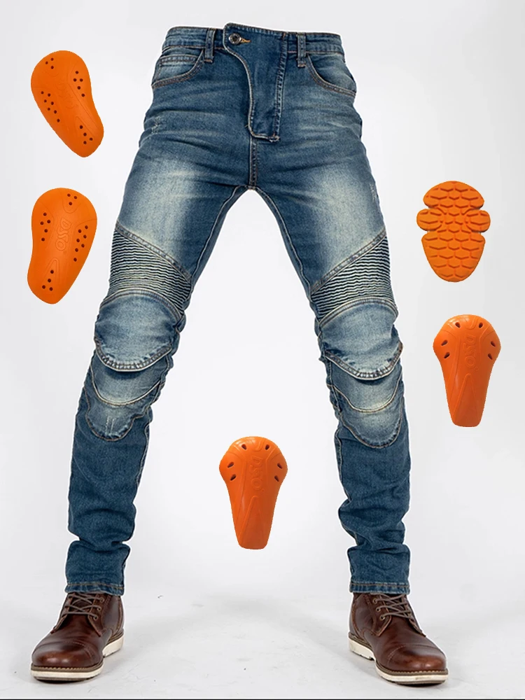 Pantalon de moto en jean antidérapant, coupe cintrée, pantalon d'équitation de course toutes saisons pour hommes et femmes