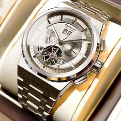 Reloj CARNIVAL Mens Sport Mechanical Watch Brand Luxury Tourbillon Automatic Wrist Watches for Men 50M Waterproof Montre Homme