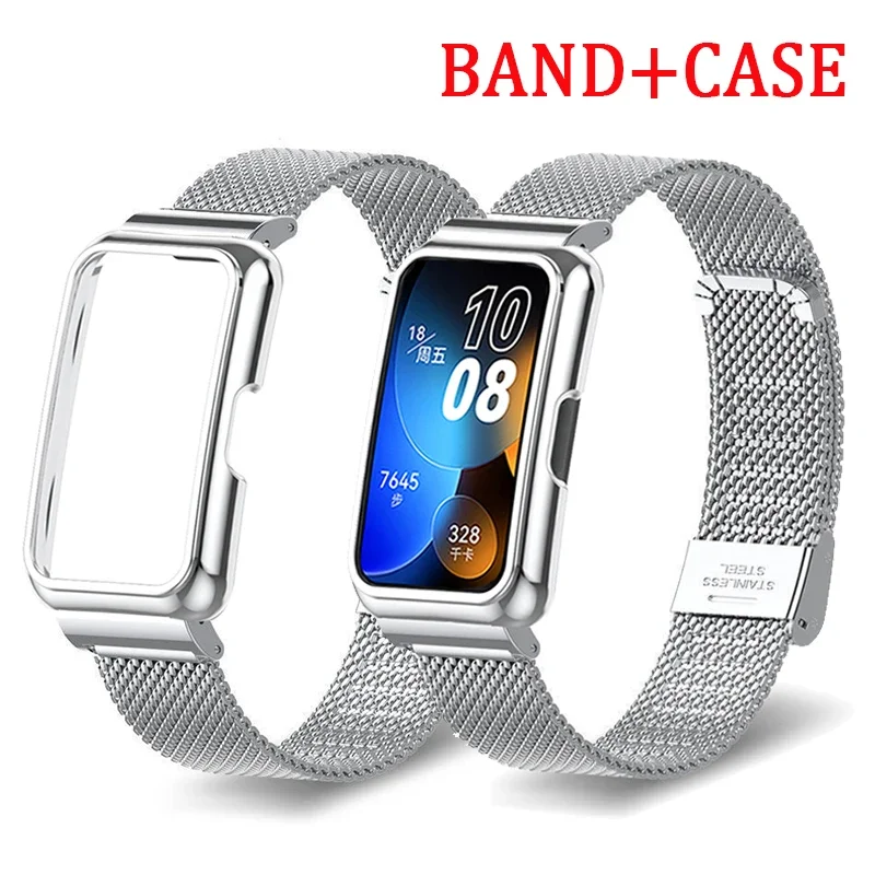 For Huawei Band 8 Metal Strap Case Protector for Honor band 7 6 Bracelet for huawei band 7 6 Protective Cover Shell Accessories