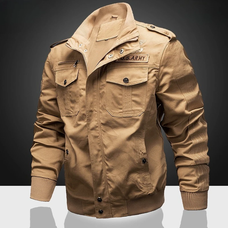 

Men Jacket Autumn Winter Tactical Jacket Embroidery Windproof Multiple Pockets Outdoor Workwear Large Size Military Style Coats