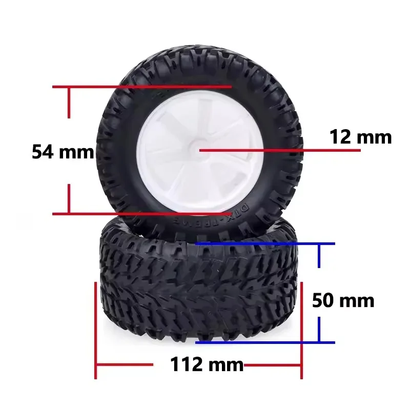 

ZD Racing 4PCS 110mm/112mm Desert Truck Tires - 12mm Hex Wheels for 1/10 RC Off-Road (Rubber Upgrade Set)