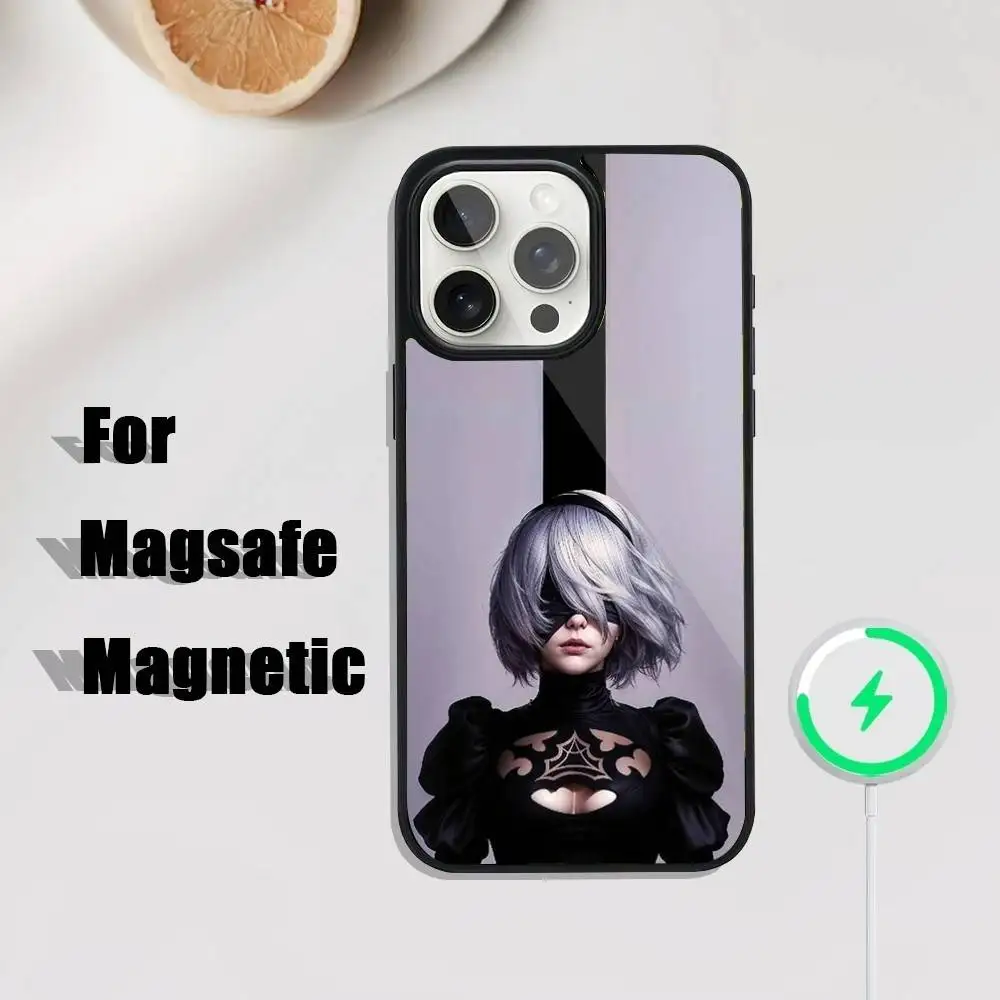 Чехол для телефона N-NieR A-Automata 2B для iPhone 17,16,15,14,13,12,11, Pro, Max, Plus, Mini, SE4, E с магнитной беспроводной зарядкой Magsafe