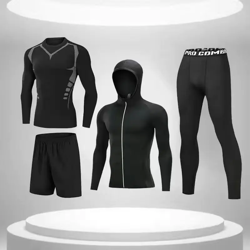 Tuta sportiva da uomo ad asciugatura rapida aderente da corsa tuta da fitness pantaloncini da allenamento da uomo abbigliamento sportivo indumenti