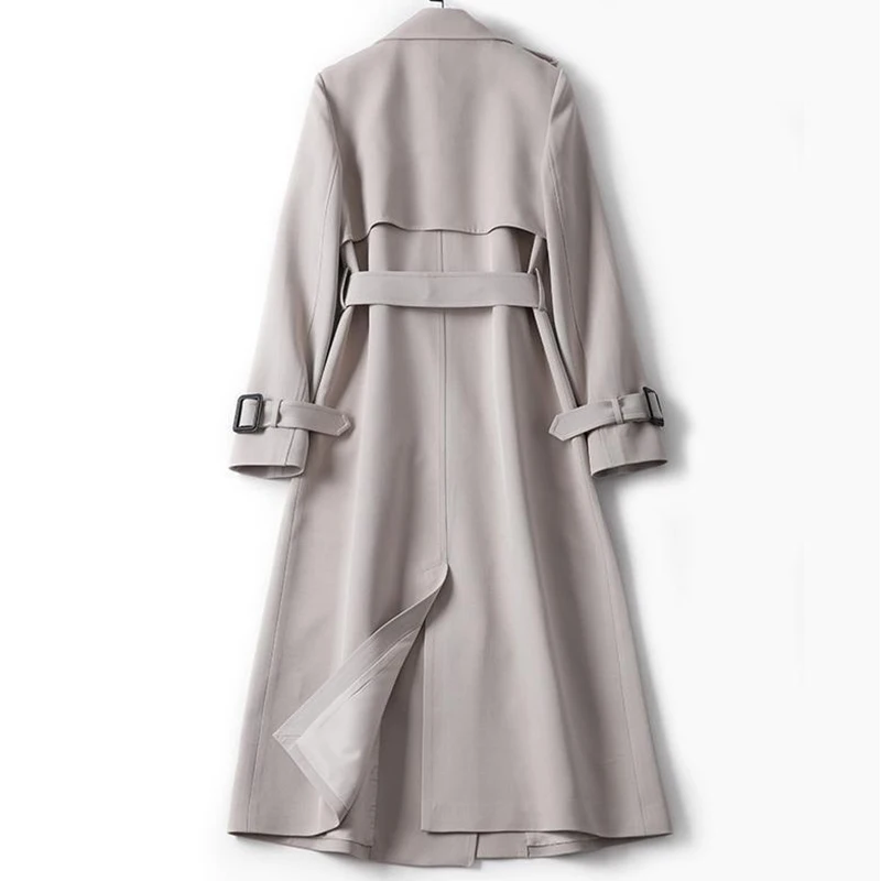 Gabardina fina informal coreana para mujer, abrigo largo elegante de manga larga, rompevientos, Otoño, 2023