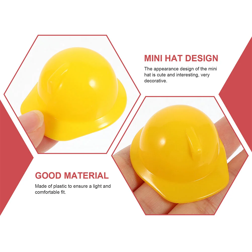 80 Pcs Miniature Construction Hat Safety Helmets Plastic Child Cap Creative Mini Pet Accessory Party Decor