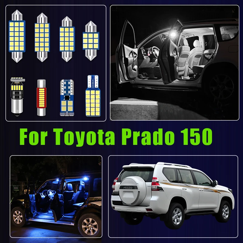 Für Toyota Land Cruiser Prado 150 FJ150 2010 - 2020 11-teiliges Set LED-Glühbirnen Innenraumleuchte Schminkspiegelbeleuchtung Zubehör