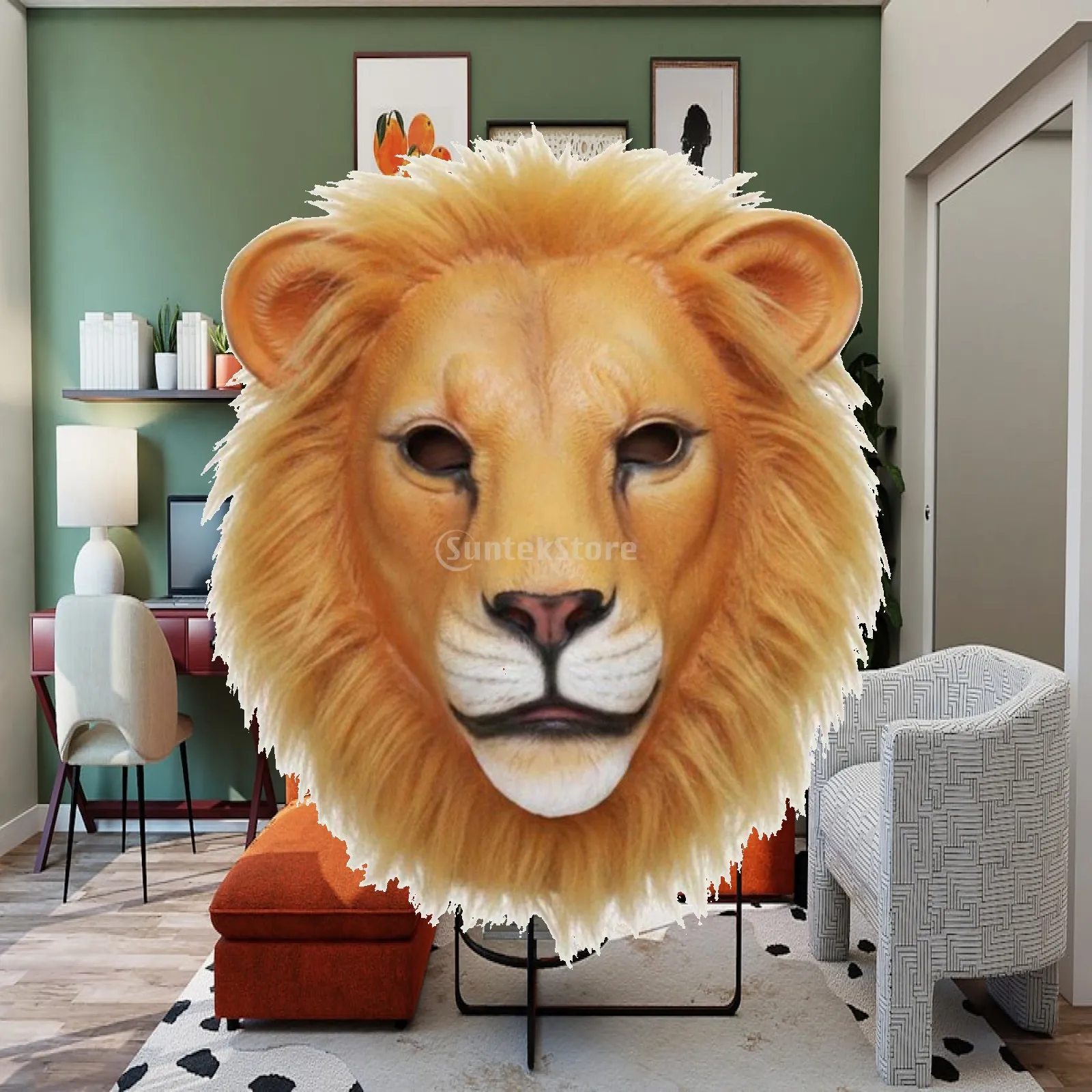 Jungle Ruler Lion Headpiece Latex Festival Costume Headgear for Cosplay or Theatrical Performances