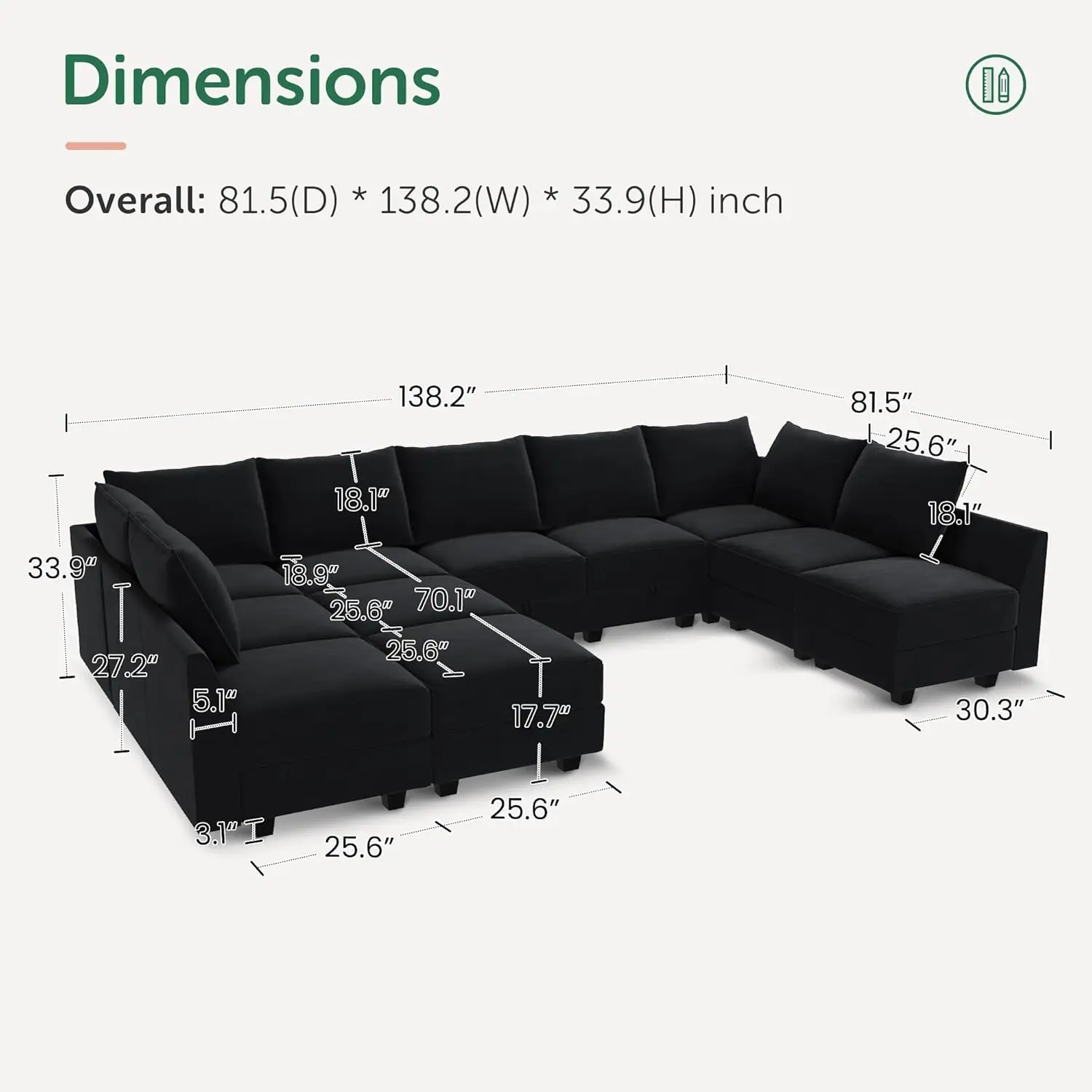 Modular Sectional Sleeper Sofa with Ottoman Velvet Modular Sofa with Storage Seat Convertible Sleeper Sectional Couch Bed Black