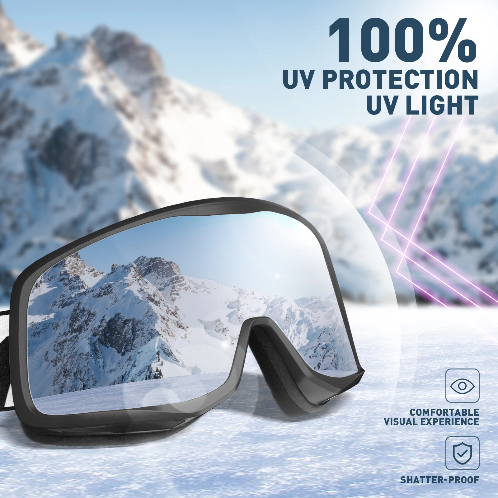 KAPVOE نظارات التزلج UV400 حماية قناع للتزلج الرجال النساء مكافحة الضباب التزلج نظارات الشتاء الرياضة في الهواء الطلق على الجليد التزلج نظارات