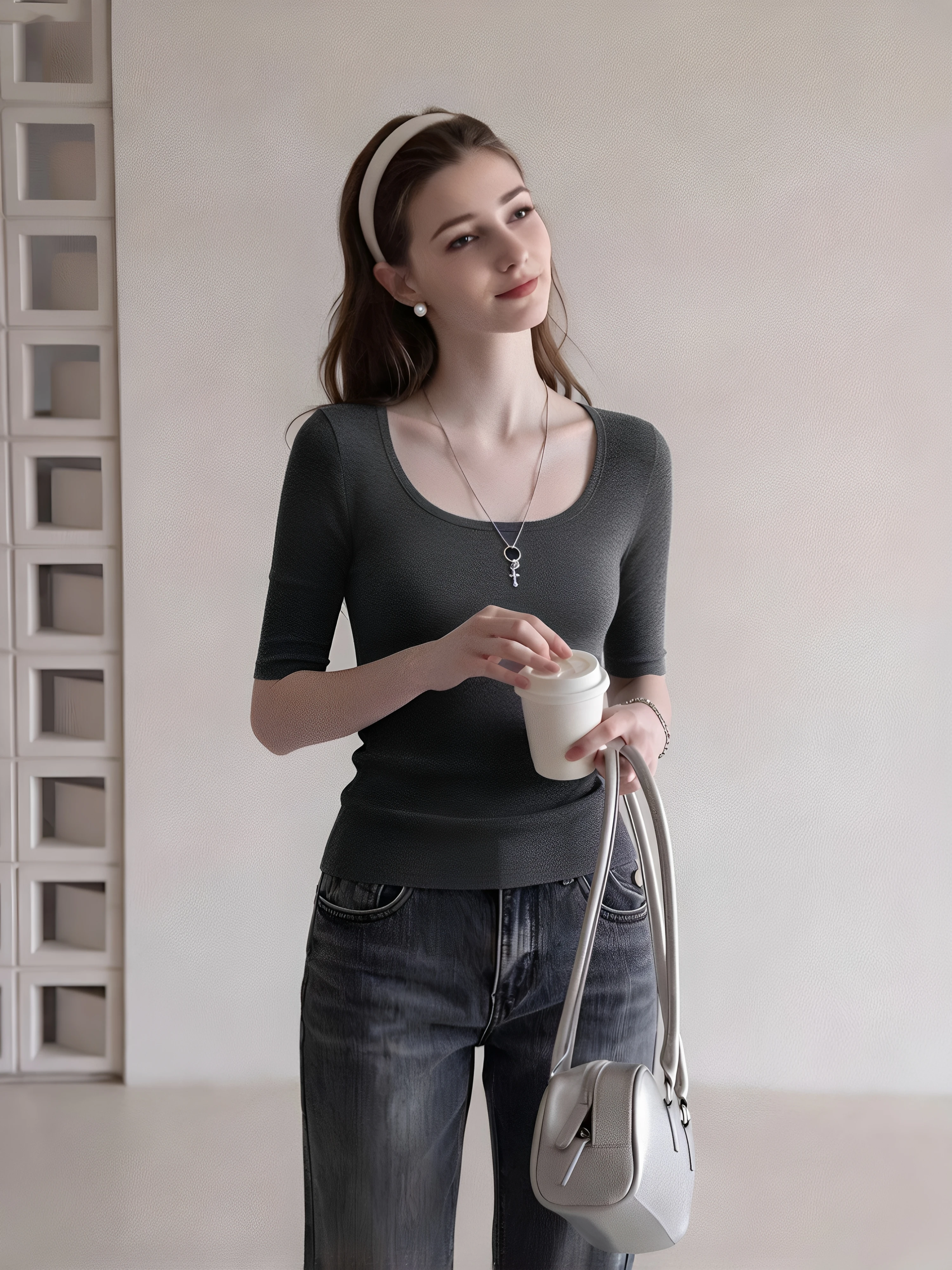 Slim Fit Base Shirt Women's U-Neck Sleeveless Top Korean Style Commute Fashion plus Size Inner Wear Spring Autumn New Arrival