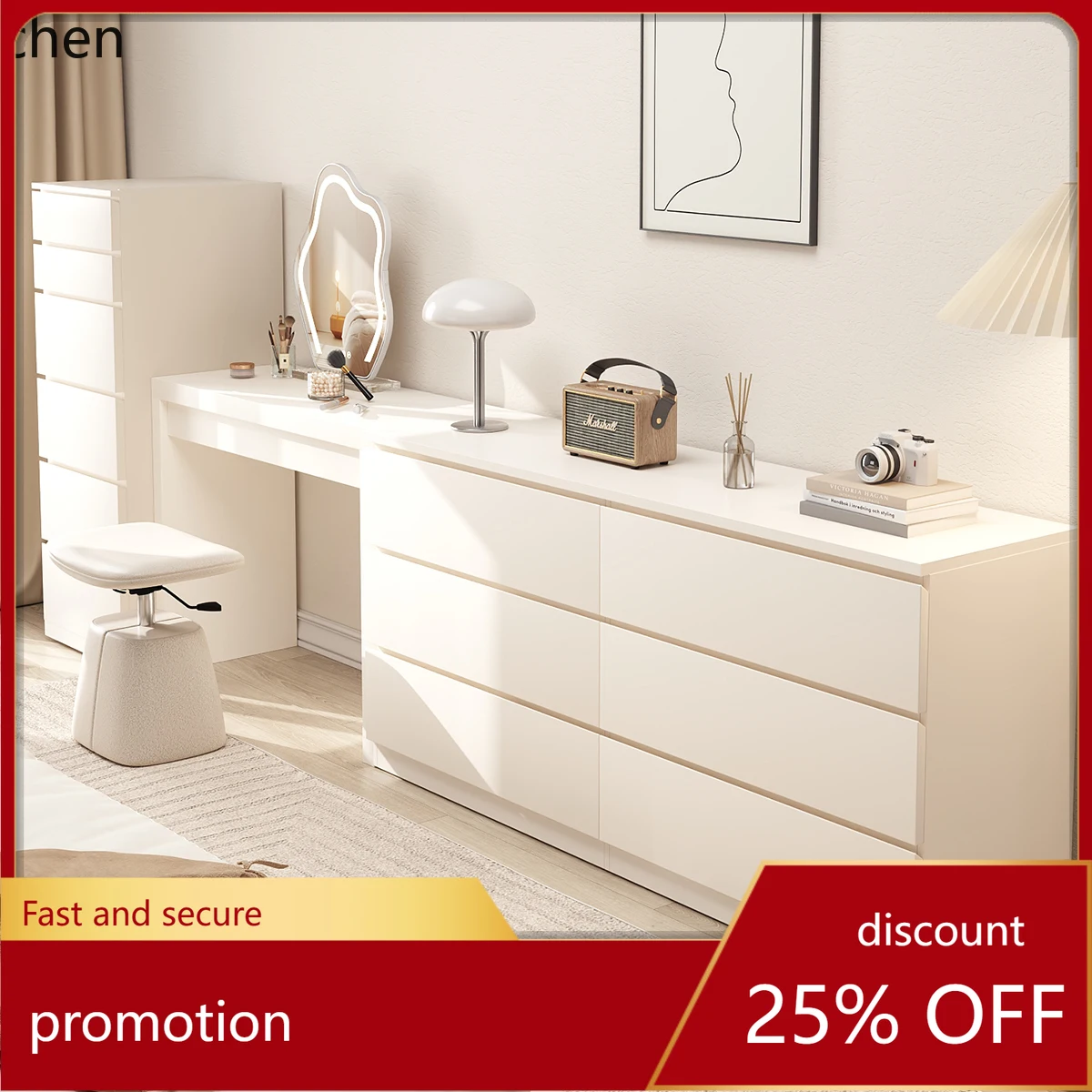 

CZ Chest of Drawers Combination Bedroom Bedside Dressing Table Living Room Wall-Mounted Solid Wood Chest Storage Cabinet