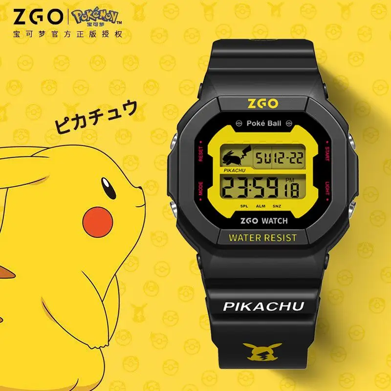 ZGO Pokemon Pikachu Watch Men\'s Sports Waterproof Student Trend Pikachu Quartz Electronic Watch Gifts