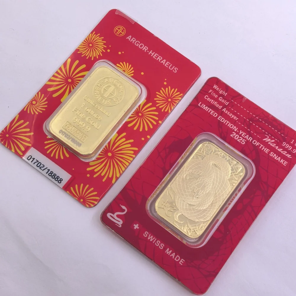 Bestseller Chinesisches Neujahr der Schlange Argor Goldbarren Orange 1 2,5 5 10g Goldbarren Nicht-Magnetischer Kupferbarren Investition Sammlerstück Geschenk
