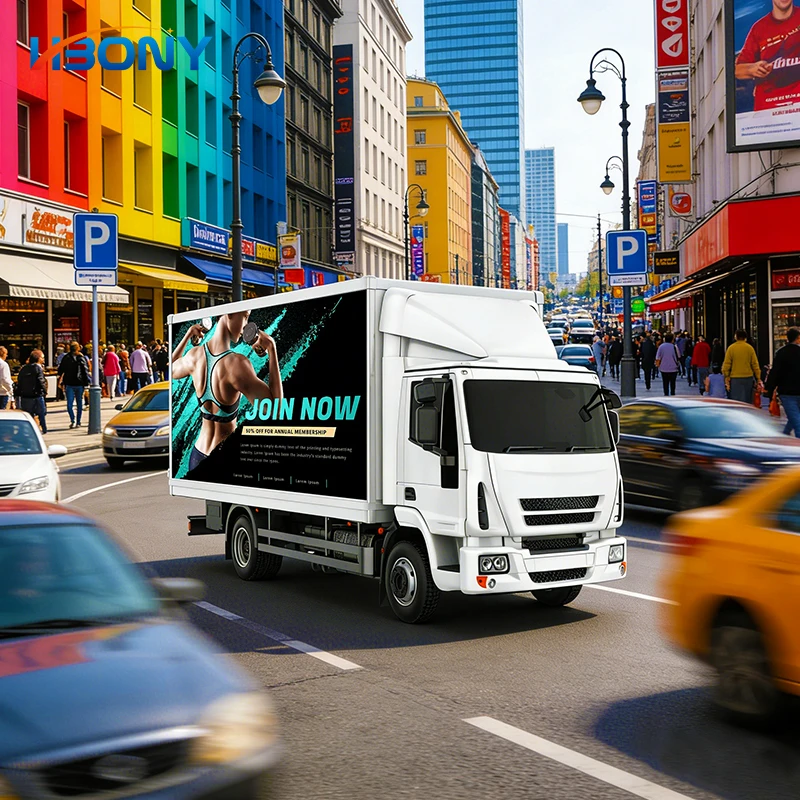 

HBONY Mobile Advertising Led Trucks Display Signs Digital Billboard Van Box Rear Side Body Wall Screen Panel