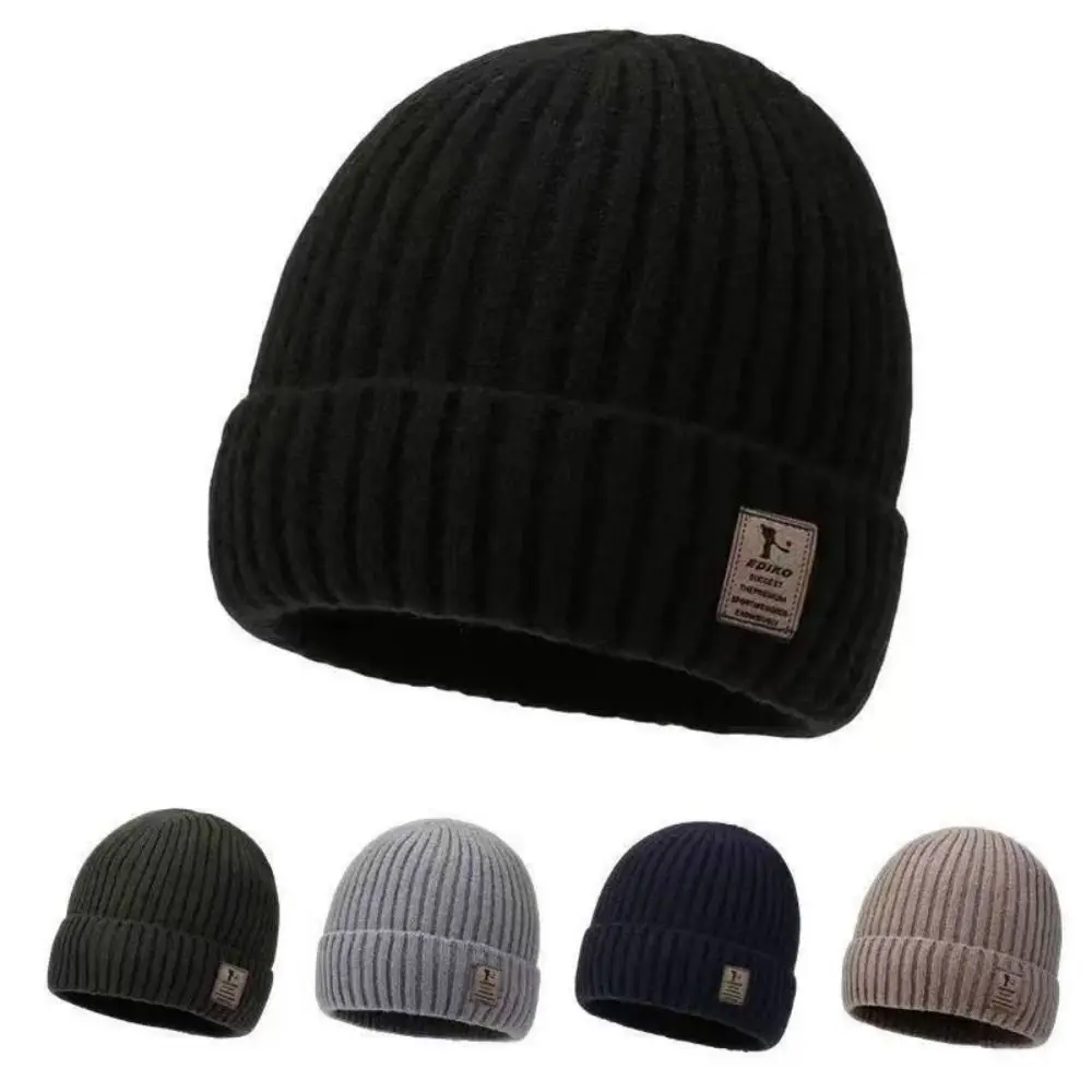 Solid Color Winter Beanie Hat Scarf Soft Thick Velvet Lining Knitted Cap Scarf Set Windproof Warm Woolen Winter Hat