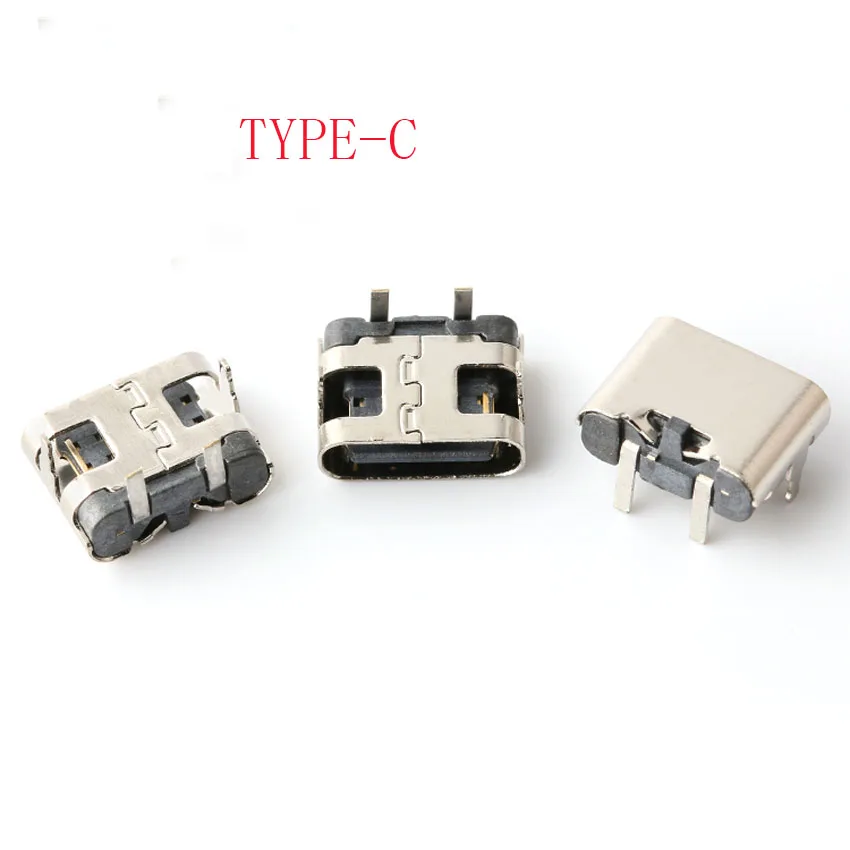 1-10Pcs Type-C 2Pin Horizontal 90 ° Plug-in Board Quick Charging Type-C Female USB Female Plug-in Connector