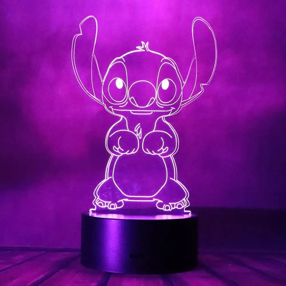 Stitch Lilo Anime Figure 3D Optical Illusion LED Bedroom Decor Table Lamp 7 Colors Sleep Night Light Birthday Gifts for Kids