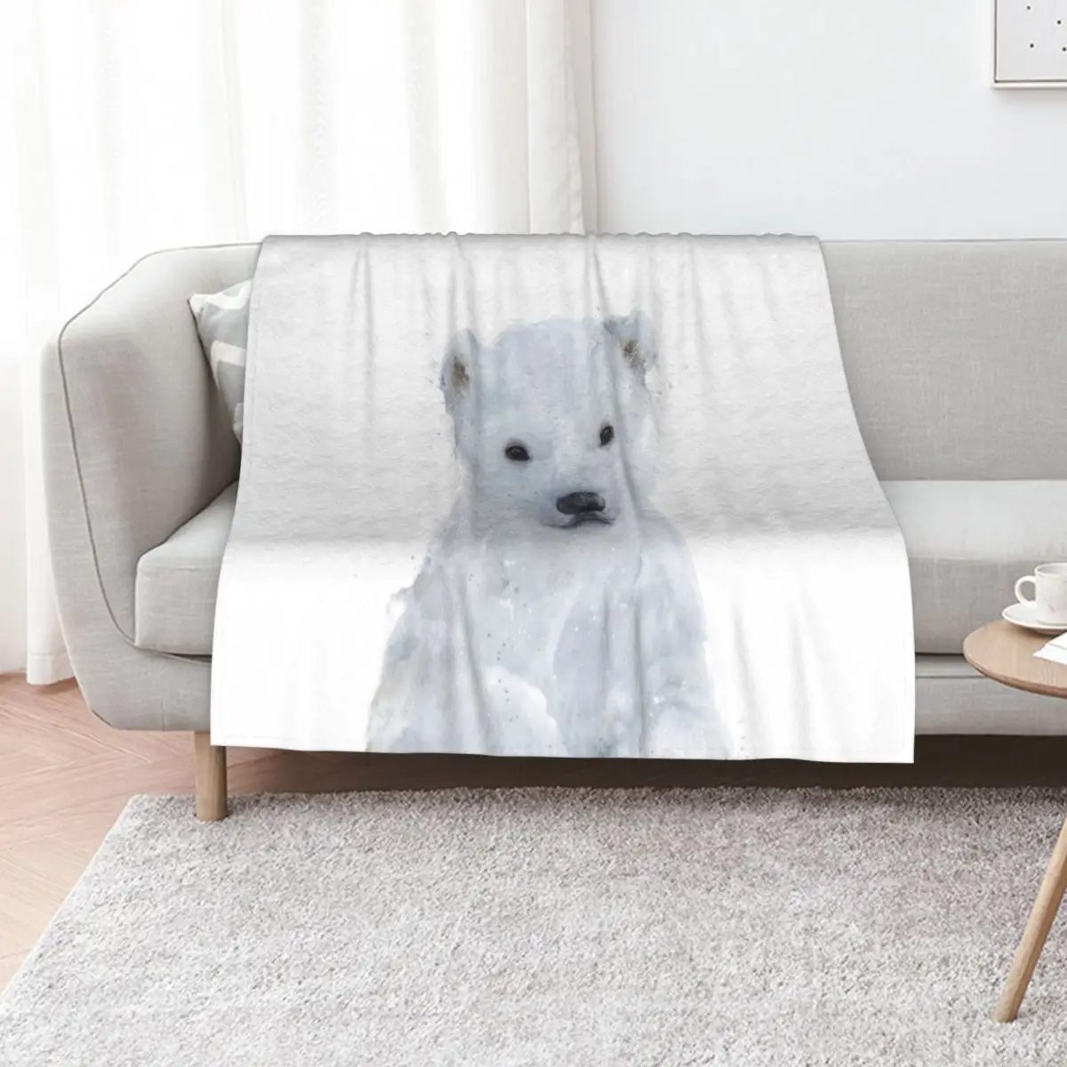 

Little Polar Bear Throw Blanket Tourist Warm Decorative Sofas Fashion Sofas Blankets
