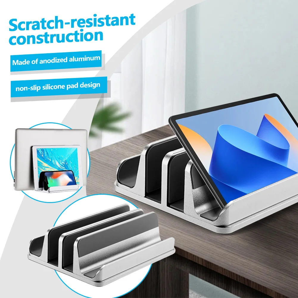 調整可能な垂直ラップトップスタンド、ラップトップホルダー、省スペースドッキングステーション、MacBook、タブレット、電話用スタンド