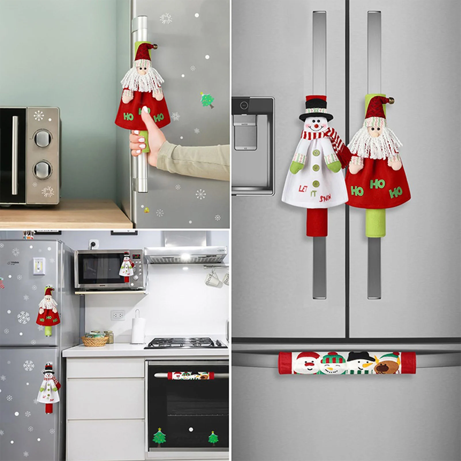 Christmas Kitchen Appliance Handle Covers Refrigerator Handlebar Protective Sleeves for Refrigerator Microwave Oven Dishwasher