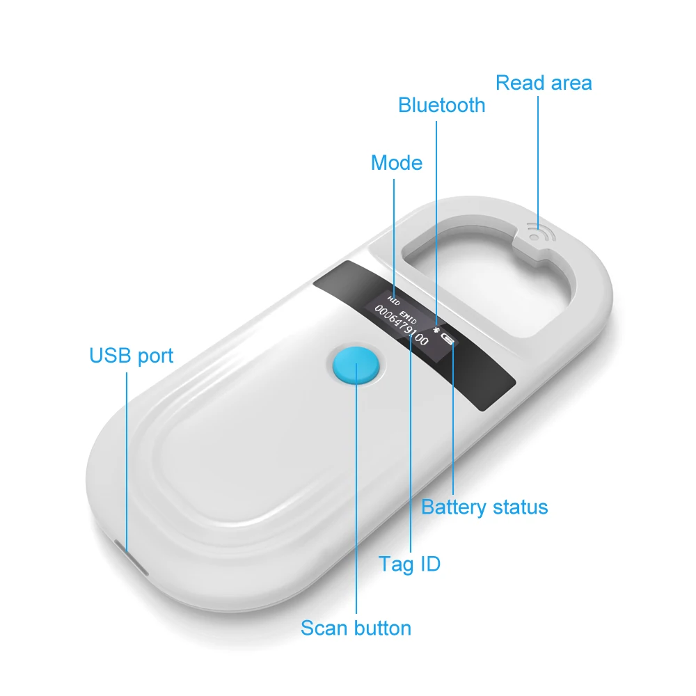 Handheld 134,2 KHz 125 kHz Tier RFID Leser Haustier Katze Hund Mikrochip Scanner FDX-B Glas Chip USB/Bluetooth Tag Reader mit Tags