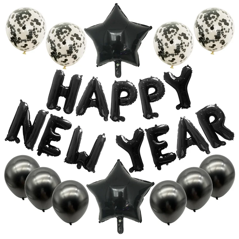 

1Bag Happy New Year Balloons 2026 Happy New Year Party Celebration Decor Photo Props Star Confetti Balloons Christmas Supplies