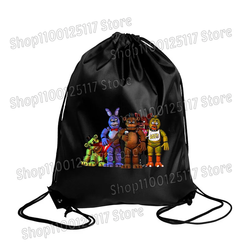 حقائب برباط من Fnafs، حقيبة هدايا لحفلات Freddys، حقيبة تخزين من البوليستر المقاوم للماء، حقيبة ظهر محمولة للسفر في الهواء الطلق