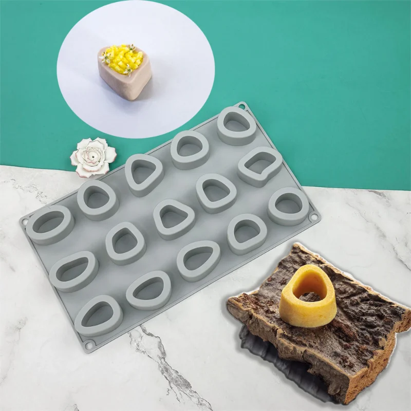 15 Hole Square Cheese Silicone Baking Mold DIY Stone Jelly Biscuit Baking Mould Dessert Cake Decor Soap Candle Making Set Gifts
