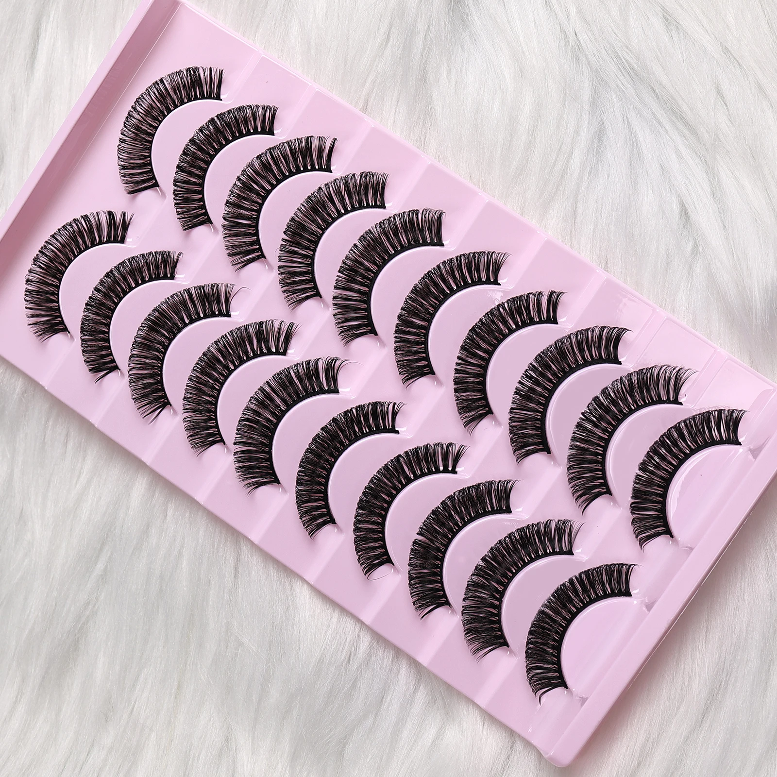 10 pares de cílios russos d curl strip – maquiagem de olhos macia e reutilizável de aparência natural, adequada para iniciantes para festa diária, data glam